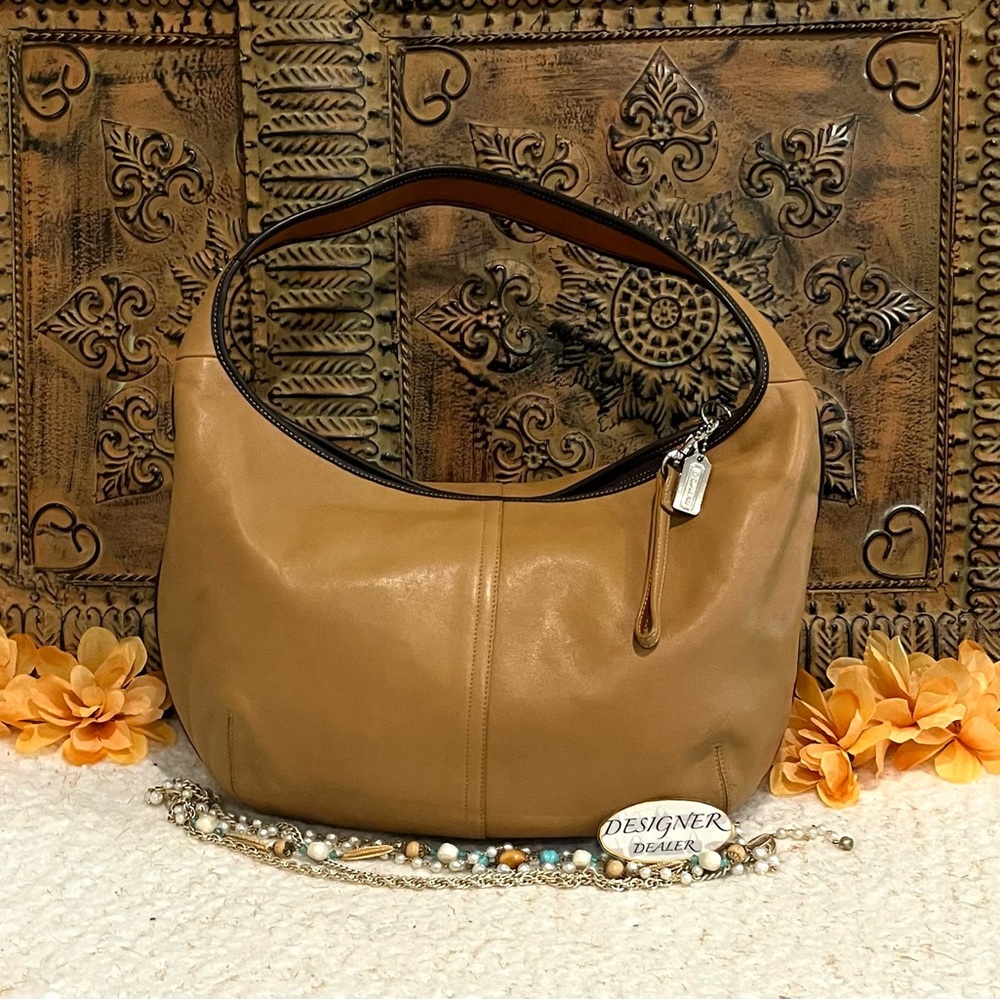 Authentic COACH Ergo 2 Tone Leather Hobo Caramel Tan And Brown 9294 GUC!